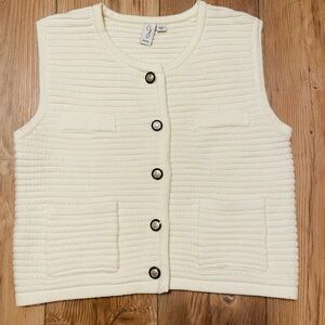 Joie Ivory Button-Up Sweater Vest